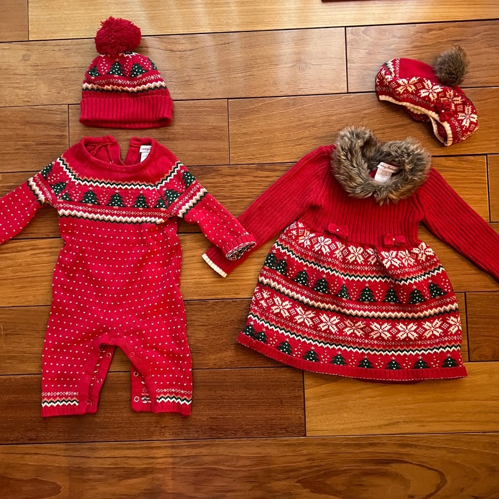 Tommy Bahama Adorable Sibling Brother Sister Matching Christmas Outfits 24M 6M